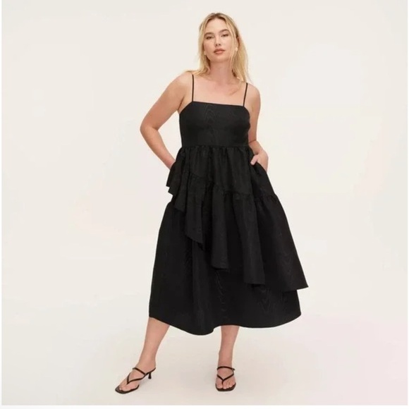 New Kate Spade x Target Tiered Ruffle Midi Tank Top Dress Size S/M Black - Picture 1 of 16